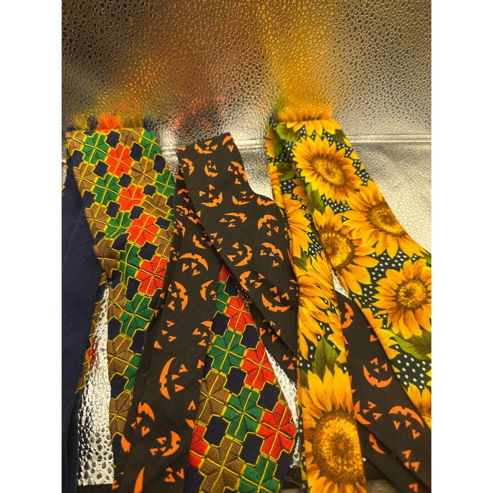 Lot of 3 Vintage Novelty Ties Bass Sunflowers Halloween Pumpkins Souvenir Tie